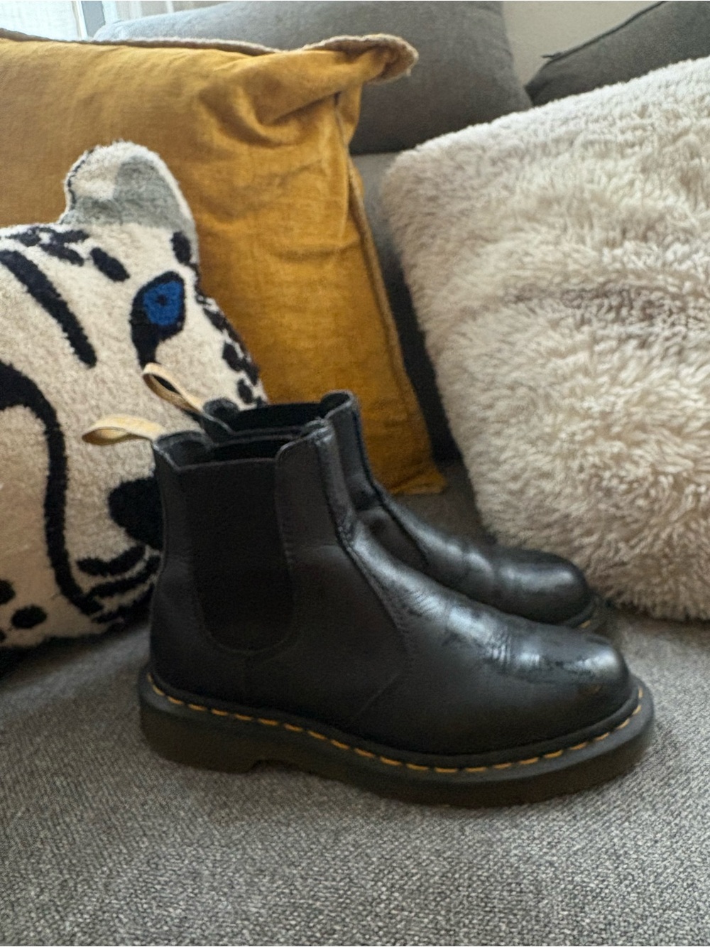 Dr. Martens Black Chelsea Boots with Yellow Stitching